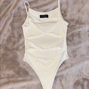White Fox white cut out bodysuit